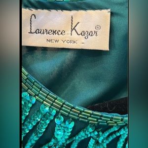 Vintage green beaded cocktail strap dress